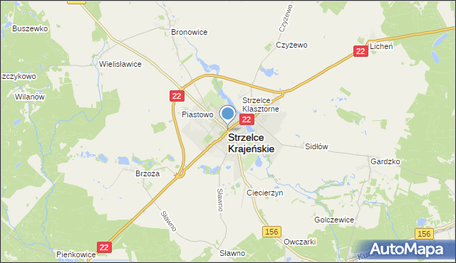 mapa Strzelce Krajeńskie, Strzelce Krajeńskie na mapie Targeo